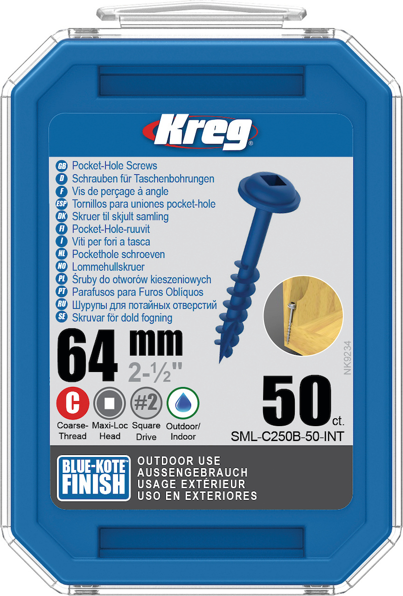 Treskru Kreg SML-C250B; Maxi-Loc; 2,50''; 64 mm; 50 stk. blå