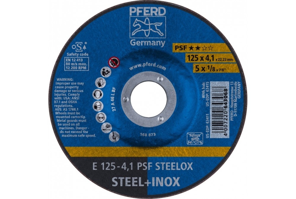 Slipeskive Pferd PSF STEELOX; 125x4,1 mm