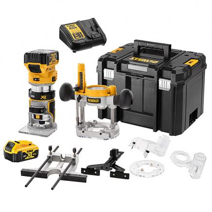 Håndoverfres DeWalt DCW604P2-QW; 18 V; 2x5,0 Ah batt.