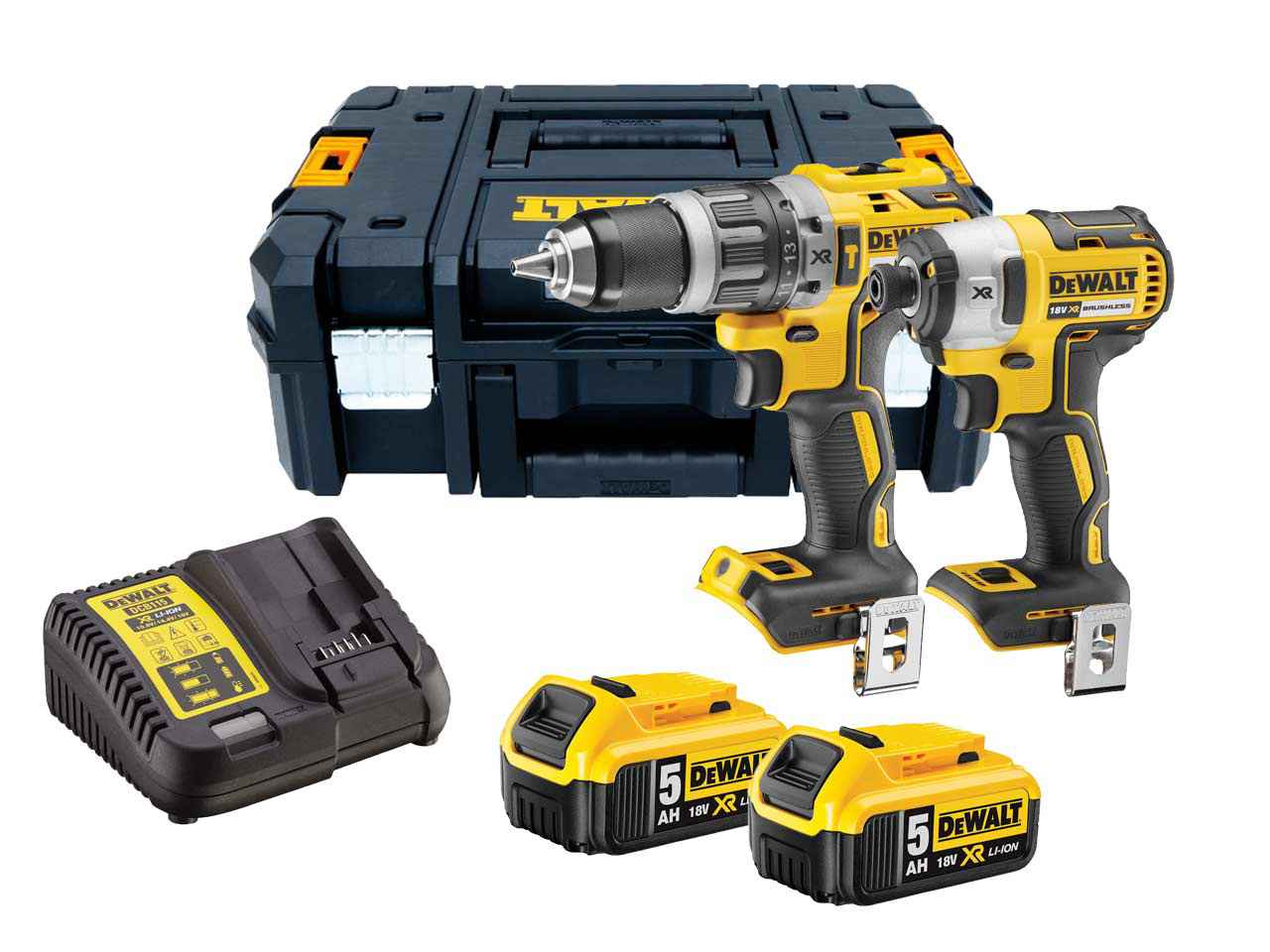 Verktøysett DeWalt DCK266P2T-QW (DCD796 + DCF887); 18 V; 2x5,0 Ah batt.
