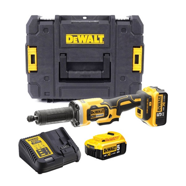 Rettsliper DeWalt DCG426P2-QW; 18 V; 2x5,0 Ah batt.