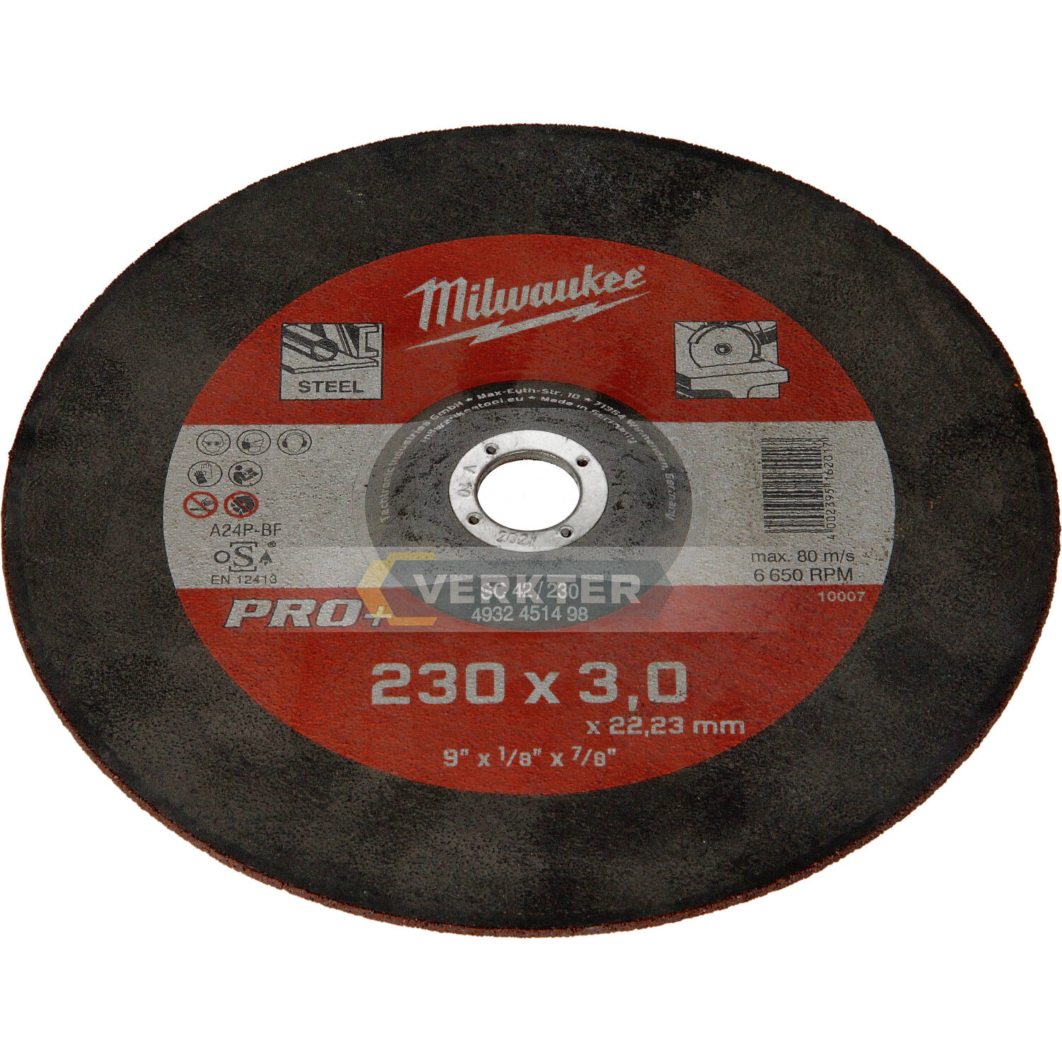 Abrasiv kappeskive Milwaukee PRO+ 4932451498; 230x3 mm; for metall