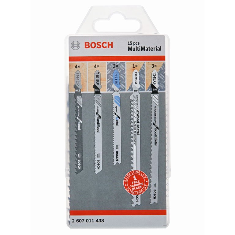 Stikksagblader sett Bosch MultiMaterial; 15 stk
