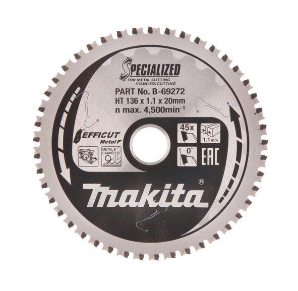 Sagblad for metall Makita Efficut; 136x20x1,1 mm; Z45