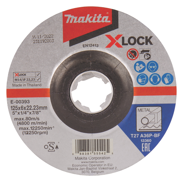 Slipeskive Makita X-Lock; 125x6 mm