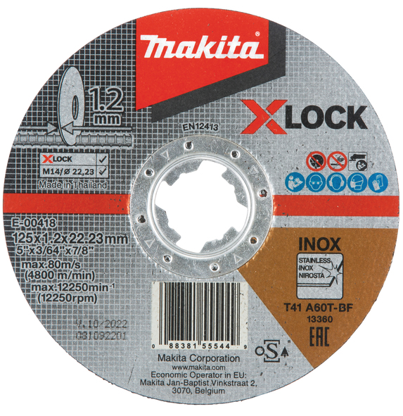 Abrasiv kappeskive Makita X-Lock; 125x1,2 mm