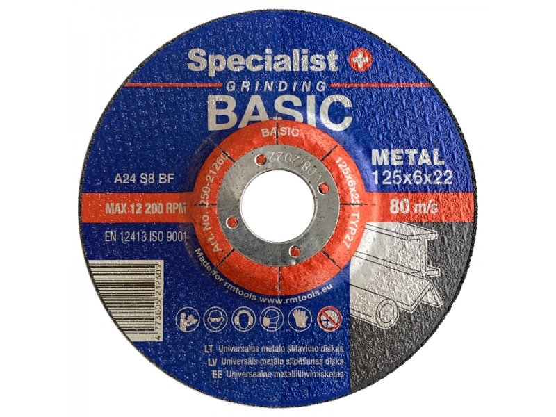 Slipeskive Specialist 125X6X22; 125x6x22 mm