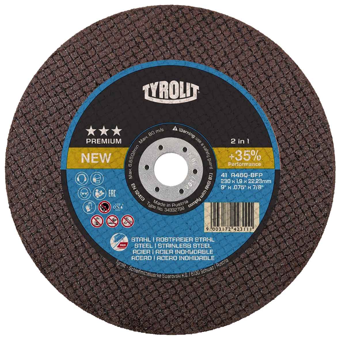 Abrasiv kappeskive Tyrolit Premium 2in1; 230x1,9 mm