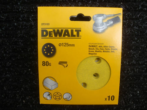 Sandpapir for farge DeWalt DT3103-QZ; K80; 125 mm; 10 stk
