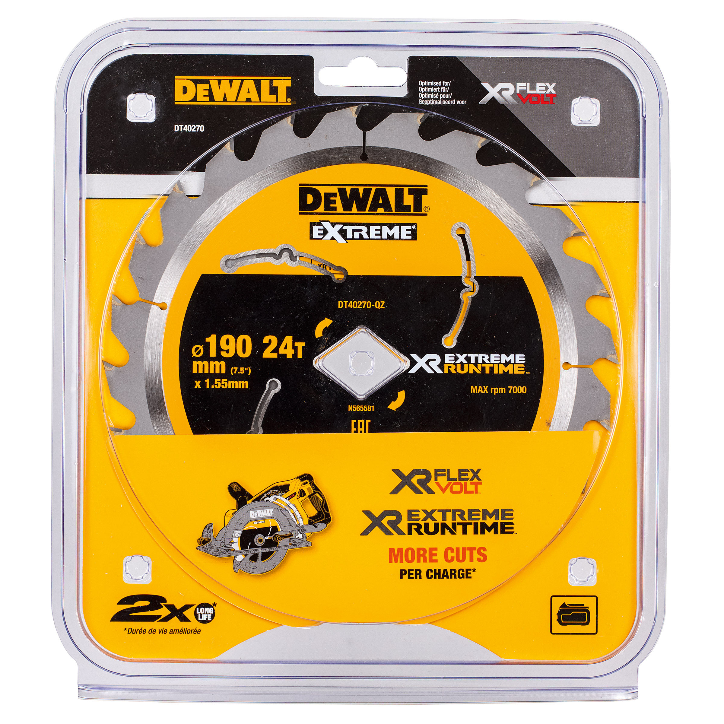 Sagblad for tre DeWalt DT40270; 190 mm; T24