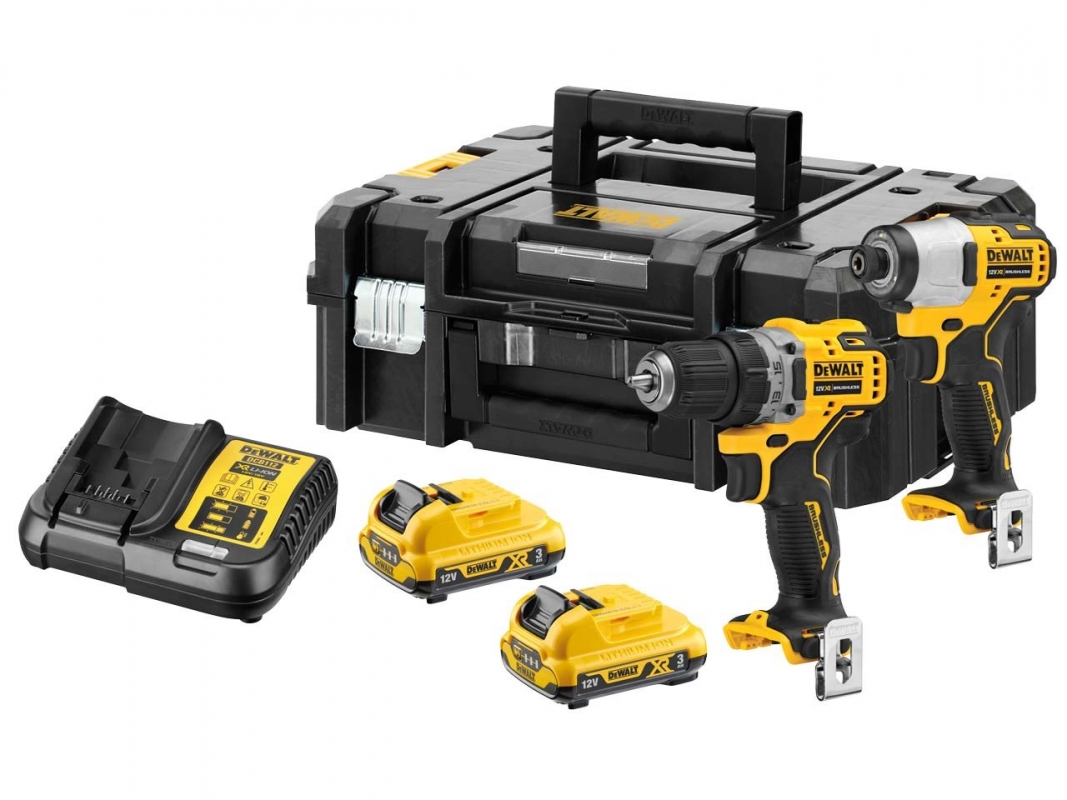 Verktøysett DeWalt DCK2110L2T-QW (DCD701 + DCF801); 12 V; 2x3,0 Ah batt.