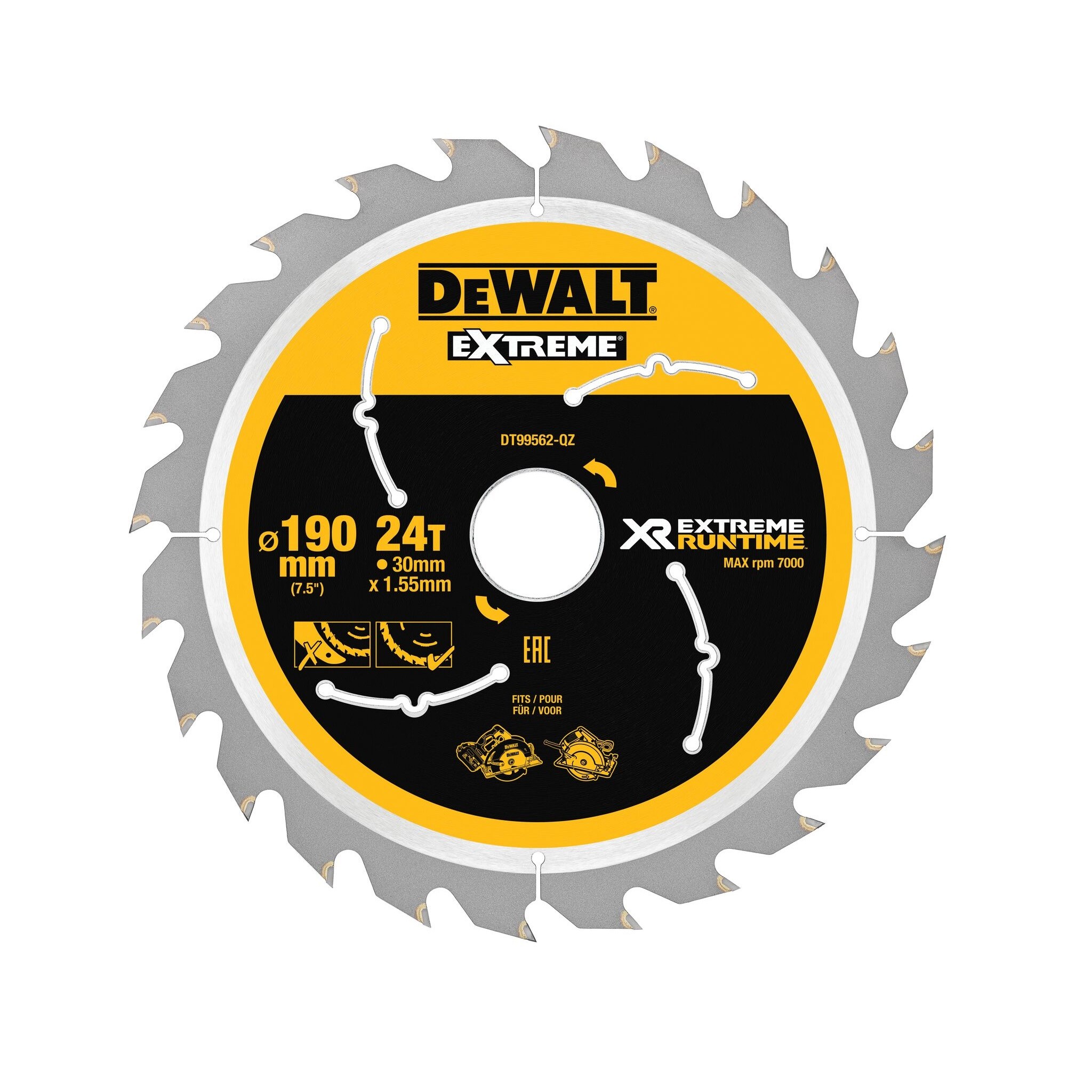 Sagblad for tre DeWalt DT99562-QZ; 190 mm
