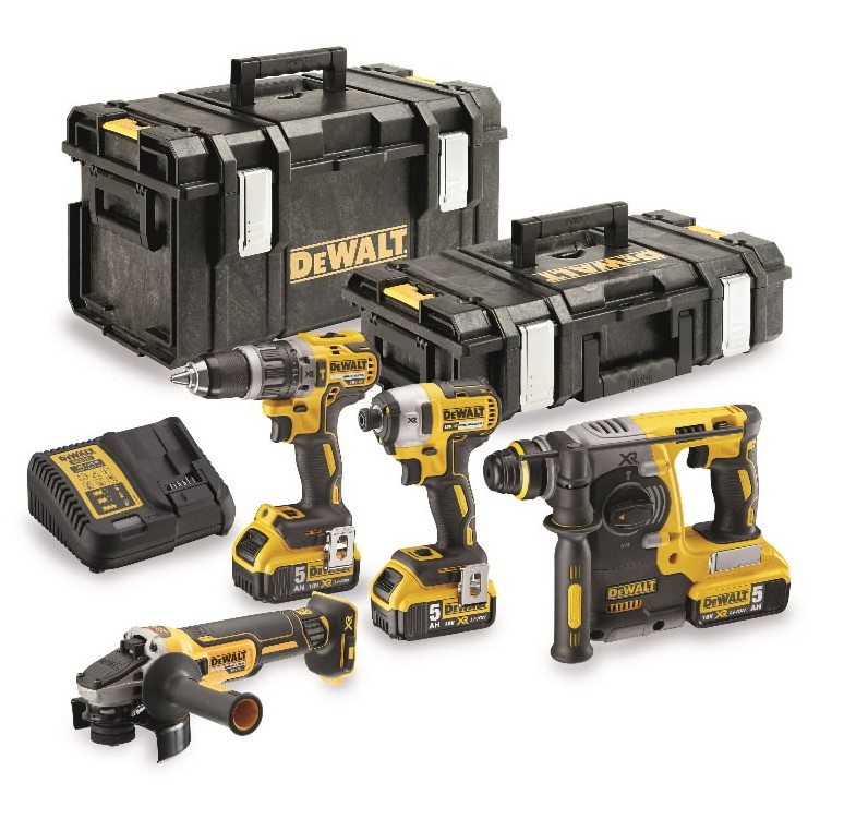 Verktøysett DeWalt (DCG405 + DCH273 + DCD796 + DCF887); 18 V; 3x5,0 Ah batt.