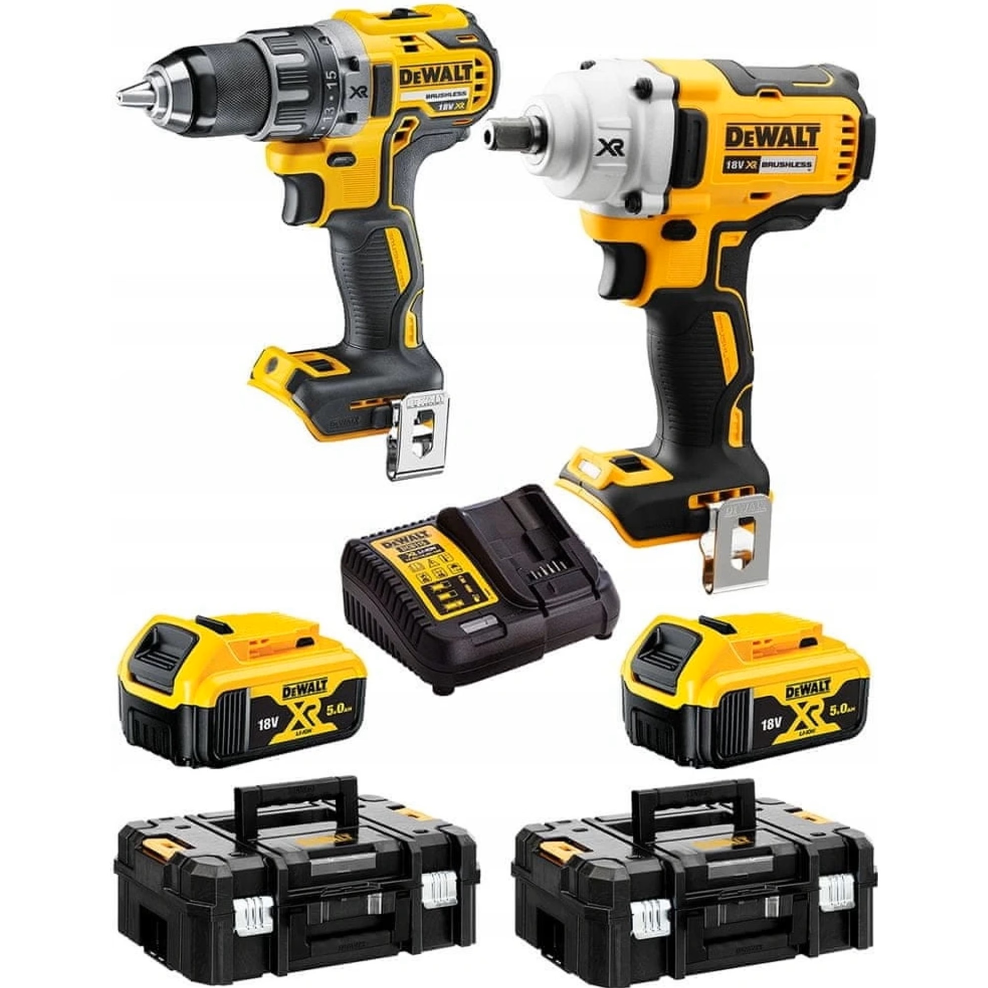 Verktøysett DeWalt (DCD791 + DCF894); 18 V; 2x5,0 Ah batt.