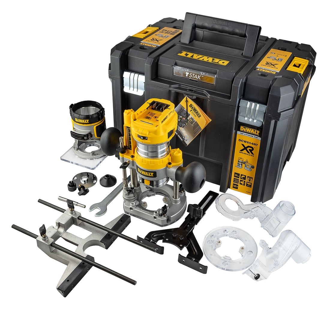Håndoverfres DeWalt DCW604NT-XJ; 18 V (uten batteri og lader)