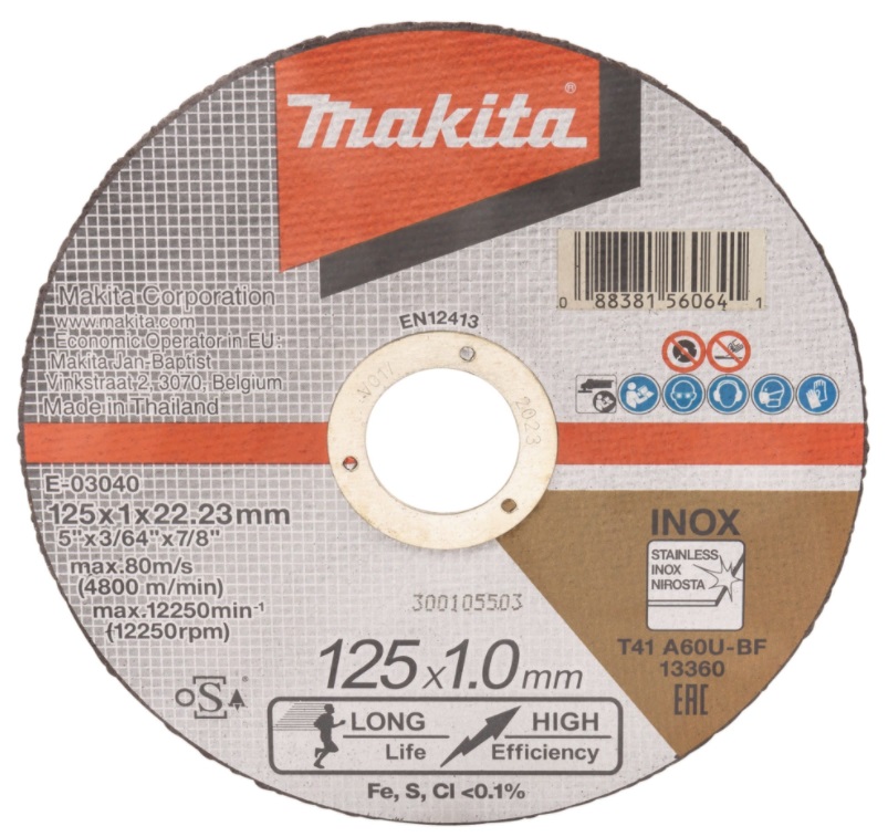 Abrasiv kappeskive Makita E-03040-12; 125x1 mm; 12 stk