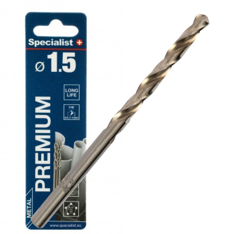 Bor for metall Specialist Premium; 1,5x40 mm; 3 stk