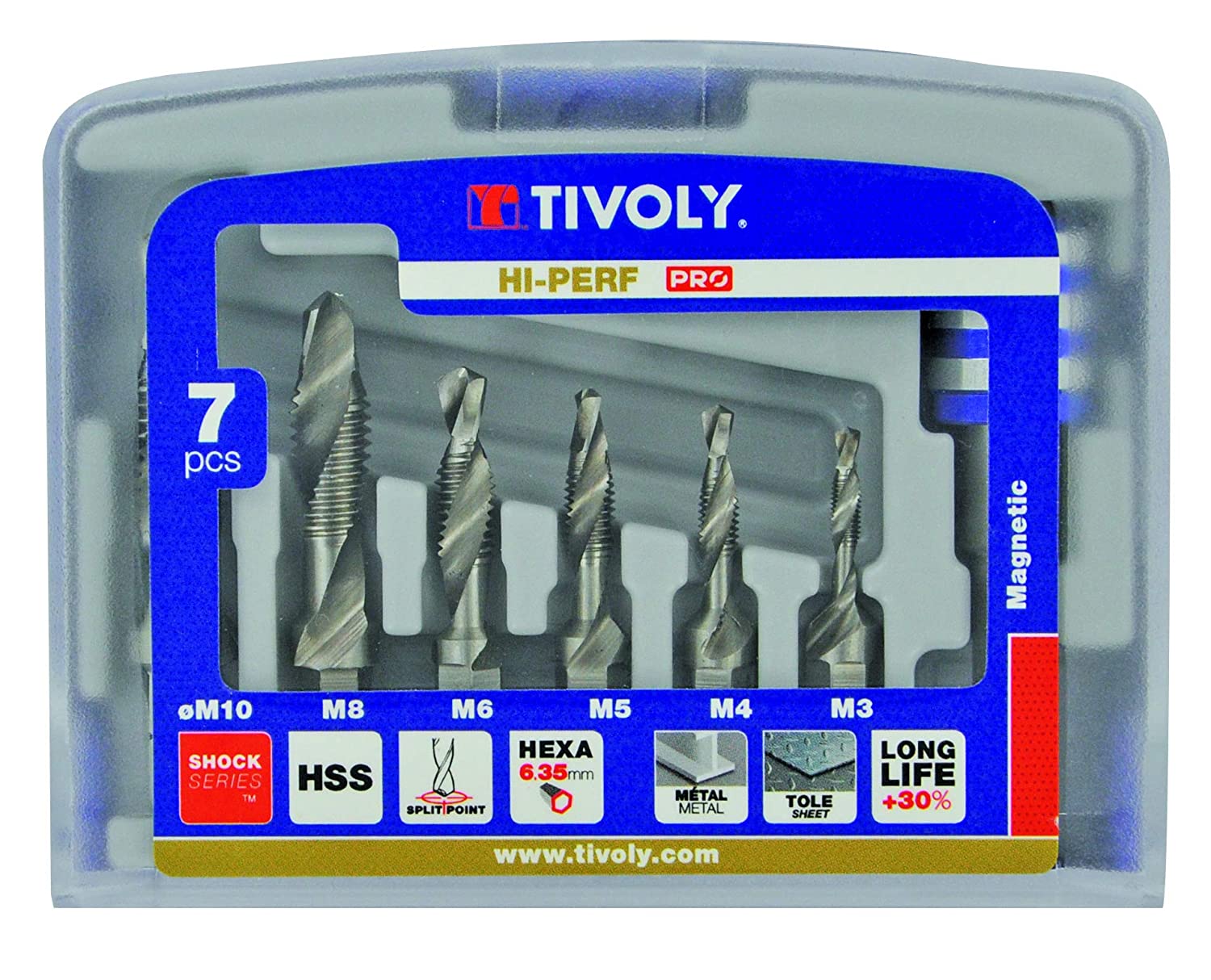 Gjengetapp Tivoly Hi-Perf Pro FTH; 1/4''; 6 stk. + Magnetholder
