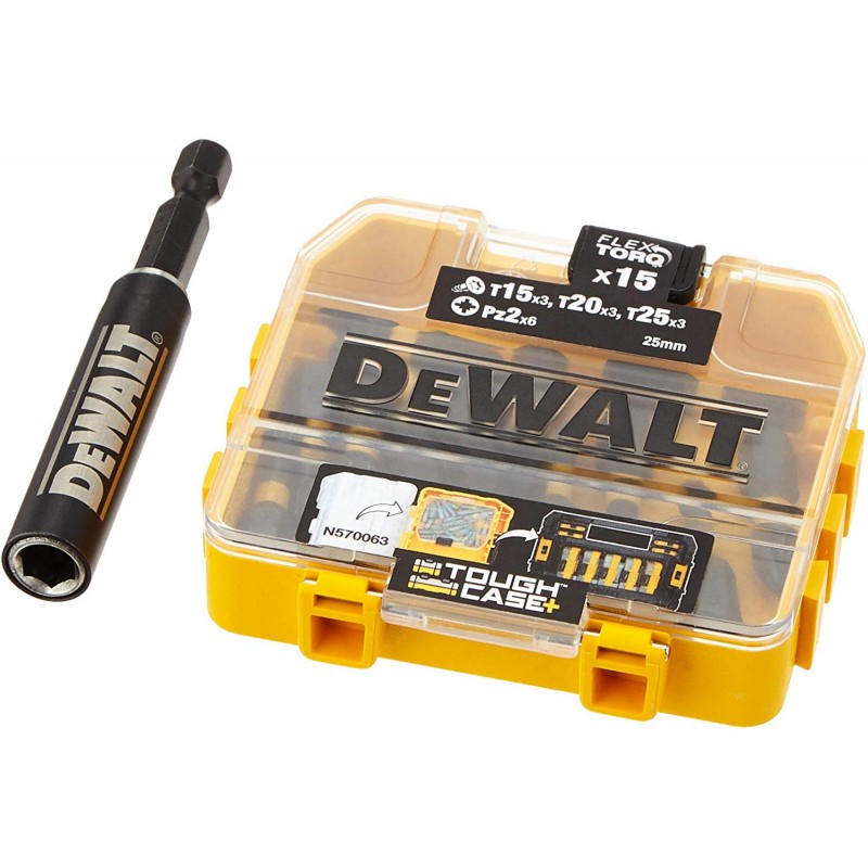 Slagbitssett DeWalt DT70522T-QZ; 25 mm; 15 stk. + Magnetholder