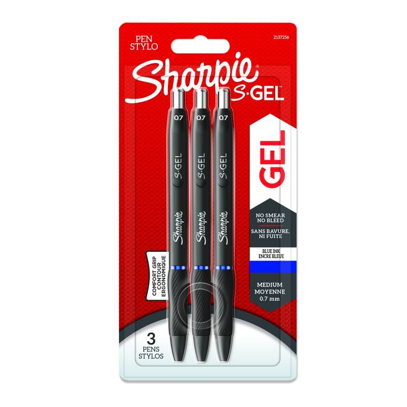 Merkpenner Sharpie S Gel; 3 stk; blå farge