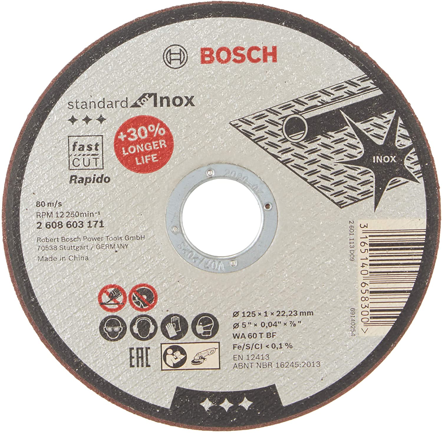 Abrasiv kappeskive Bosch Rapido; WA 60 T BF; 125x1,0 mm