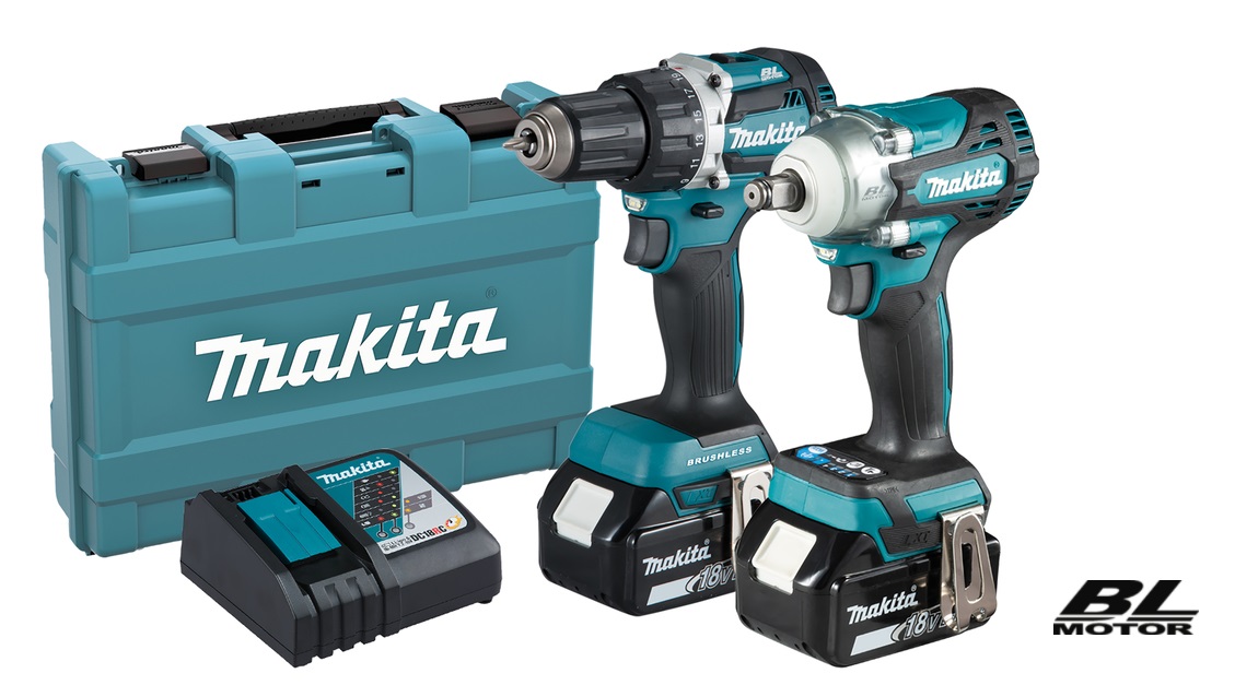 Verktøysett Makita DLX2410G (DDF484 + DTW300); 18 V; 2x6,0 Ah batt.