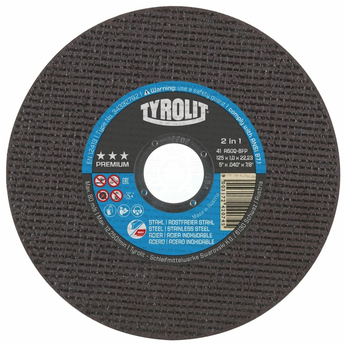 Abrasiv kappeskive Tyrolit 34332795; 41F; 150x1,2x22,23 mm; A46Q-BFP