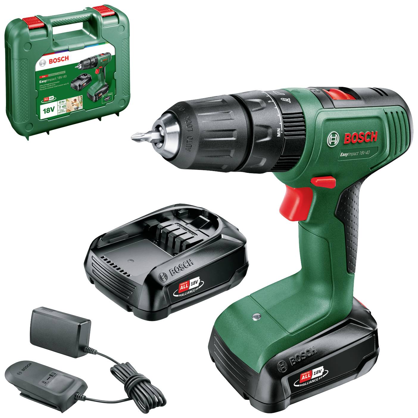 Slagskrutrekker / bor Bosch EasyImpact 18V-40; 18 V; 2x2,0 Ah batt.