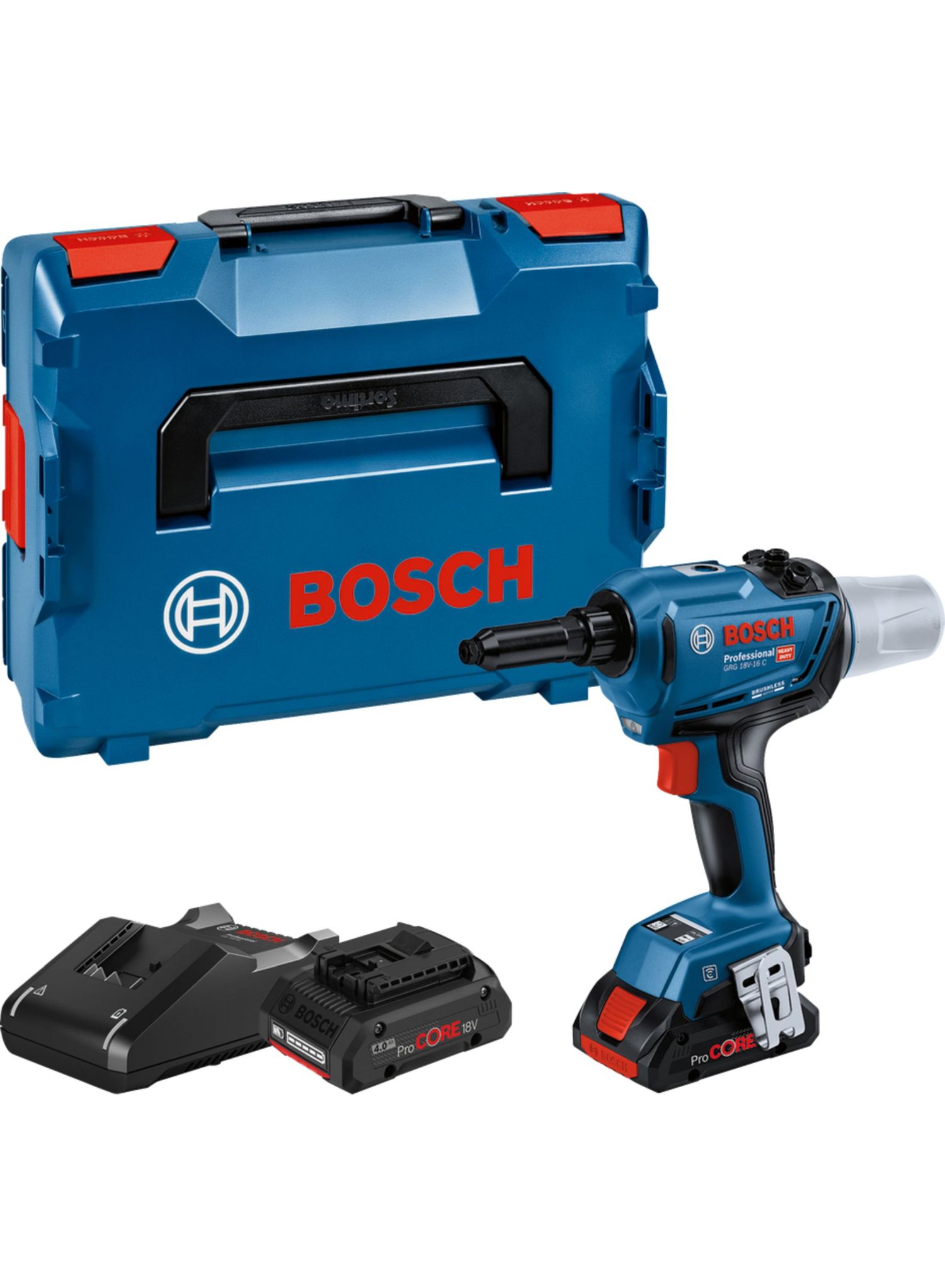 Ledningsløs naglepistol Bosch GRG 18V-16 C; 18 V; 2x4,0 Ah batt.