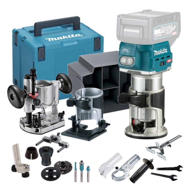 Batteridrevet kantfres Makita RT001GZ13; 40 V (uten batteri og lader)