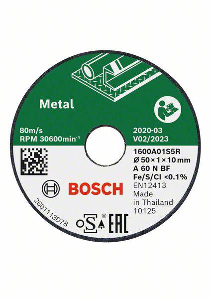 Kappeskive Bosch 1600A01S5Y; 50x1,0x10 mm