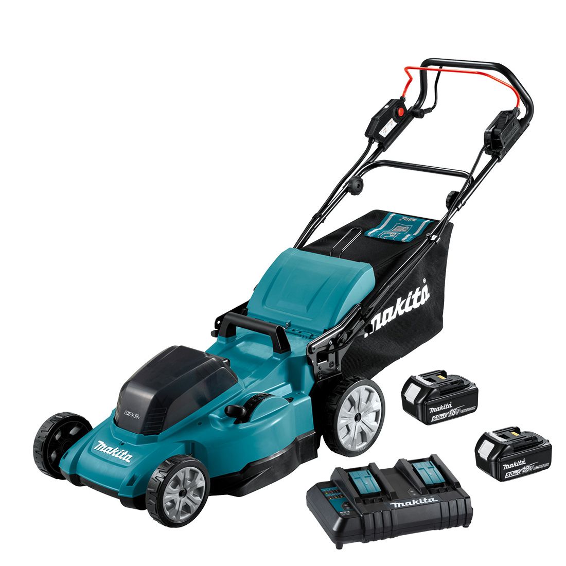 Gressklipper selvgående Makita DLM481CT2; 2x18 V; 2x5,0 Ah batt.