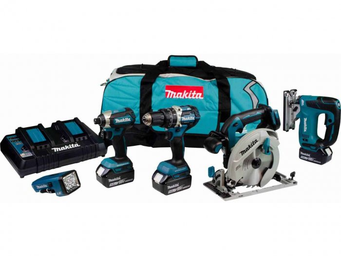 Verktøysett Makita DLX5043PT (DHP484Z+DHS680Z+DJV182Z+DTD153Z+DML186); 18 V; 3x5,0 Ah...