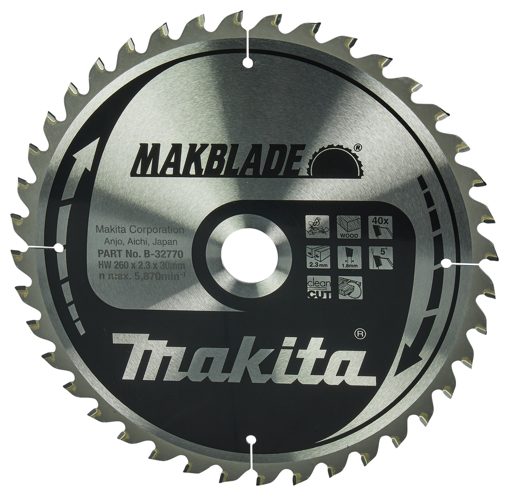 Kappeskive Makita B-32770; 260x30 mm; Z40; 5°