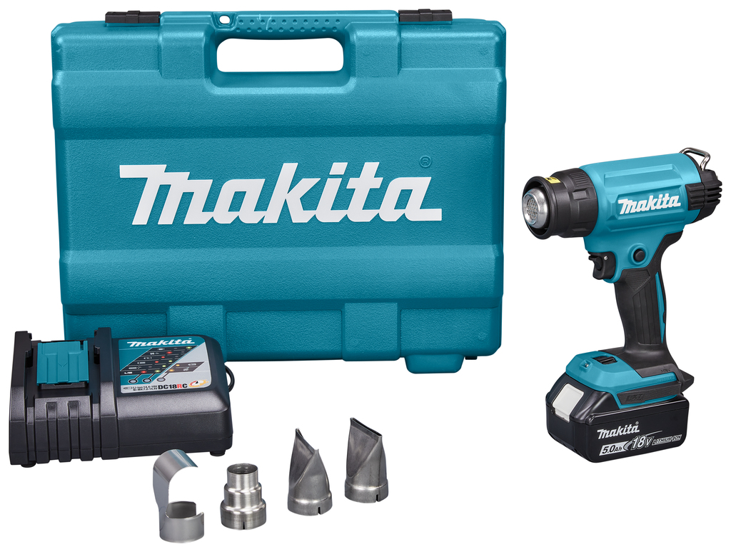 Varmluftspistol Makita DHG181RT; 18 V; 1x5,0 Ah batt.