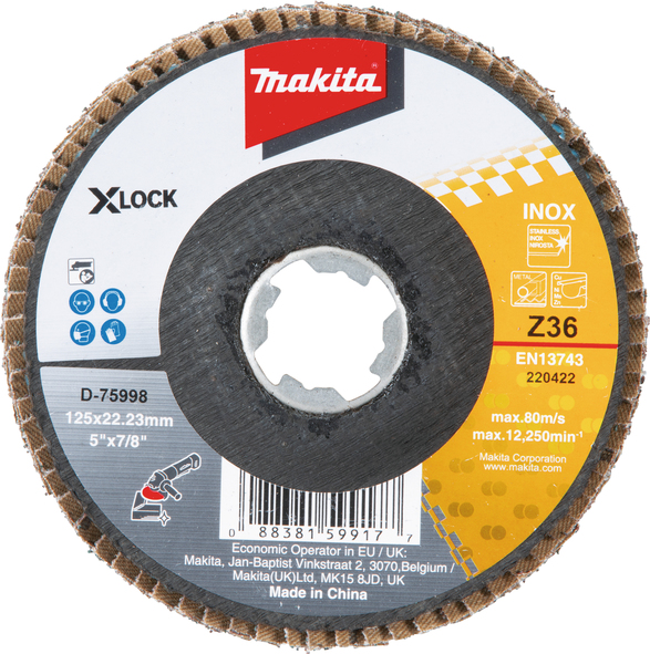 Lamellrondeller Makita D-75998; X-lock; 125 mm; K36