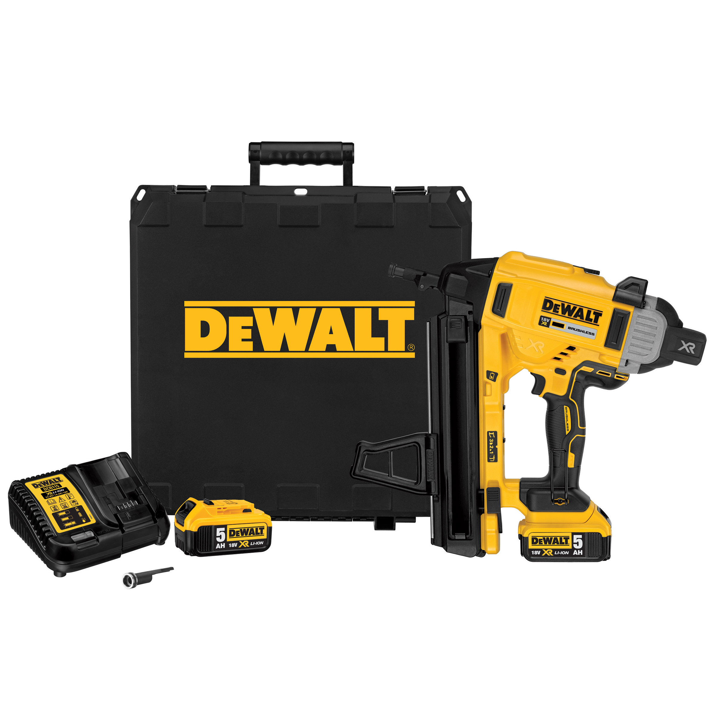 Batteridrevet spikerpistol for byggeplasser DeWalt DCN890P2; 18 V; 2x5,0 Ah batt.