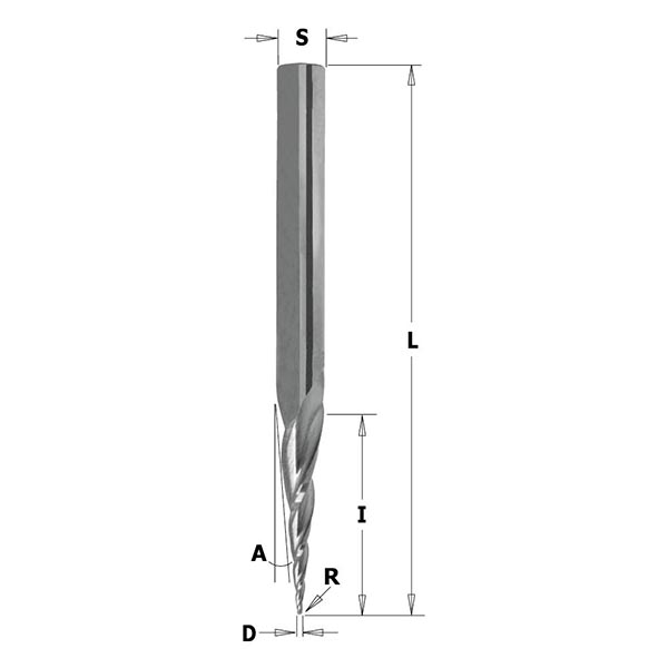 Kutter fresemaskin CMT; S=1/4''; D=1,6 mm