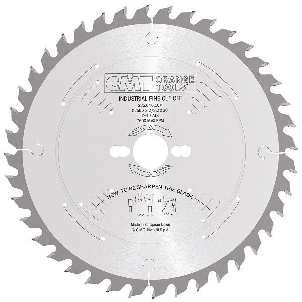 Sagblad for tre CMT 285; 260x2,8x30; Z60; 10°