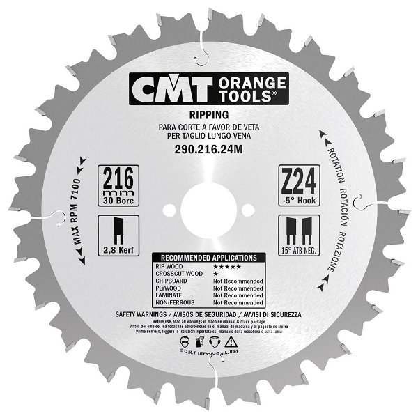 Sagblad for tre CMT 290; 260x2,8x30; Z28; 20°
