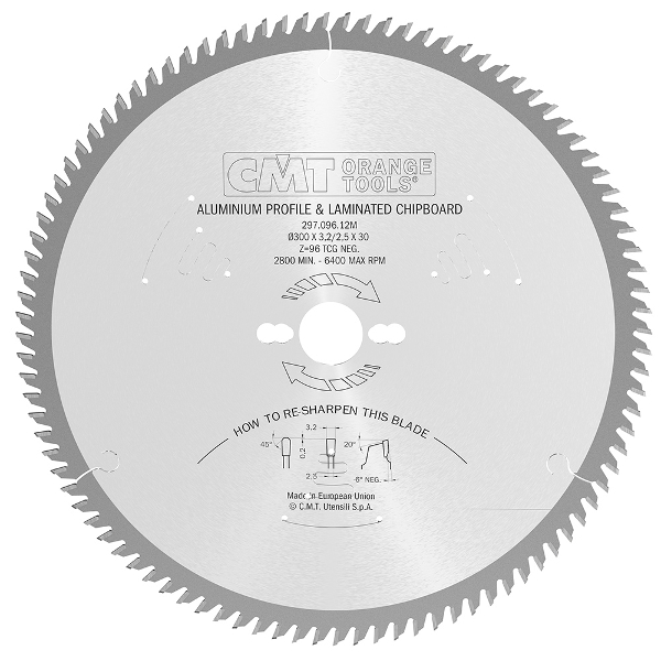 Sagblad for laminat CMT 297; 254x3,2x30; Z80; -5°