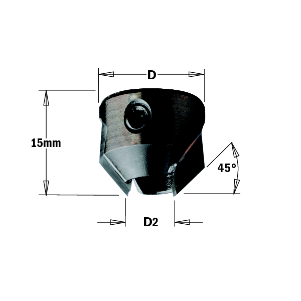 Konisk freser CMT 316.100.12; 20 mm; D2=10 mm