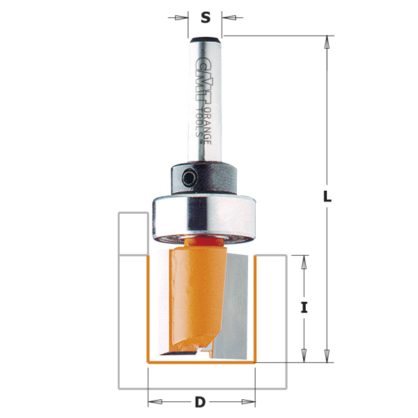 Rett notfres CMT; S=6 mm; D=19 mm; med kulelager