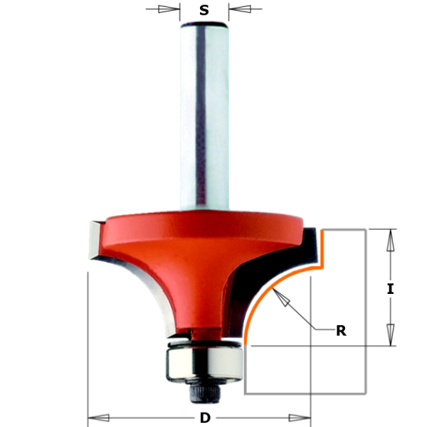 Avrundingsfres CMT 738.167.11; 3/16,7/12,7 mm; med kulelager