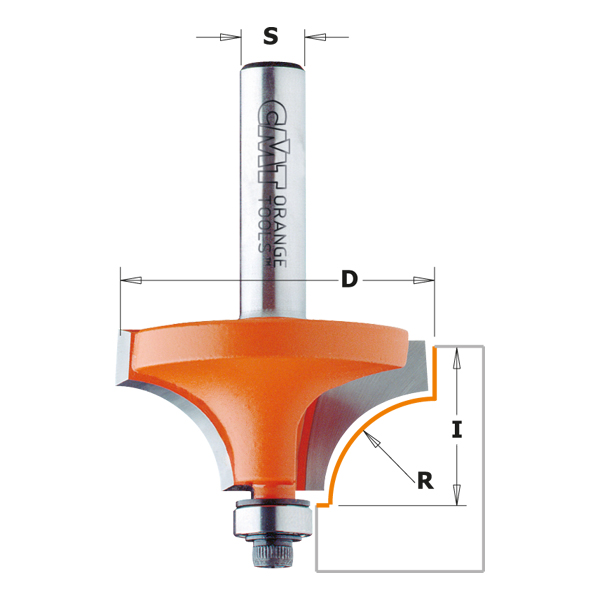 Avrundingsfres CMT; S=6 mm; D=15,9 mm; med kulelager