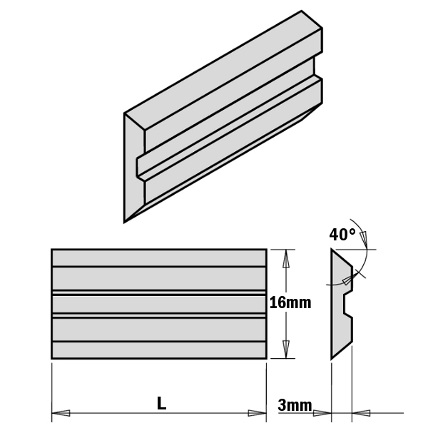 Høvel kniver CMT 795.310.16; 310x16x3 mm; 2 stk