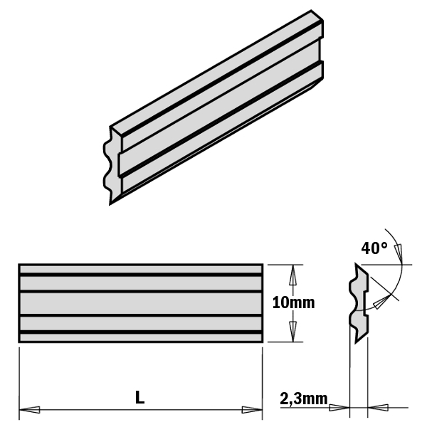 Høvel kniver CMT 795.500.10; 500x10x2,3 mm; 2 stk