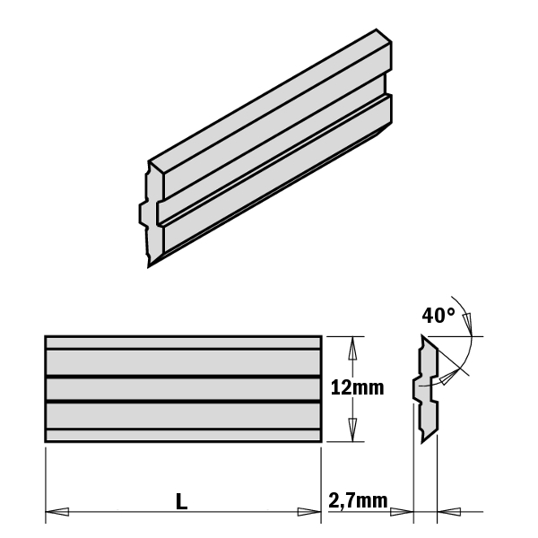 Høvel kniver CMT 795.640.12; 640x12x2,7 mm; 2 stk