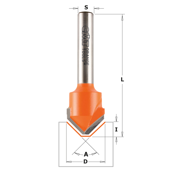 V-notfres CMT; S=1/4''; D=18 mm