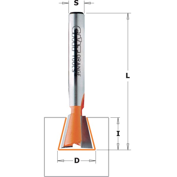 Senk- / gradfres CMT; S=1/4''; D=9,5 mm